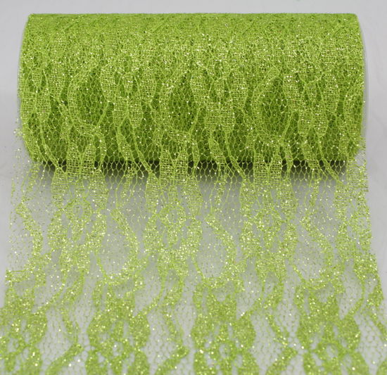 6" Green Sparkle Lace - 10 Yard Ribbon
